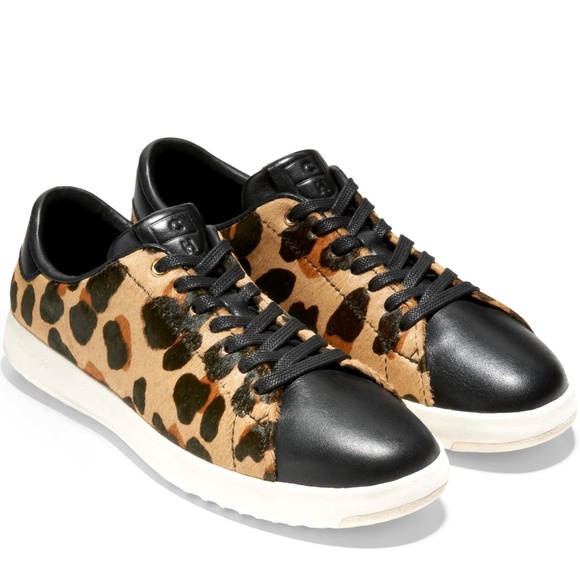 Cole Haan GrandPro tennis sneaker Lace Up Low-Top Leopard Cheetah Animal Print 8 - Picture 4 of 16